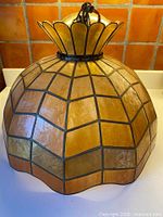 Overall view of capiz shell ceiling light shade