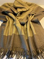 Full view of scarf showing overall size and fringe