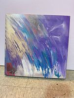 Front view of square abstract canvas painting showing full composition