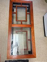 Top view showing wooden frame and two glass panels