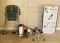 Overall lot: chair, box, accessories arrayed