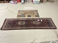 Both rugs laid flat to show overall patterns and size comparison