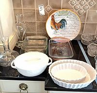 Entire lot grouped on countertop