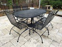 full patio set showing table and six chairs