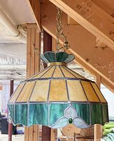 Full view of shade hanging, showing color pattern and chain