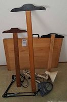 Overall view of drawing board, three T-squares and two lamps