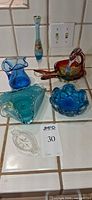 Group shot of all six art glass pieces