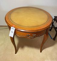 Full view of round side table front