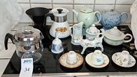 Overview of all tea and coffee items on stovetop
