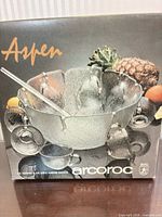 Front of Aspen boxed punch bowl set