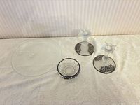 Overall view: round lid, small bowl, two candlesticks