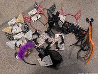 All headbands and barrettes laid out on carpet