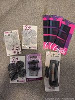 Group shot of all packaged hair accessories