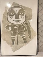 Front view of framed stonecut print showing entire artwork and frame