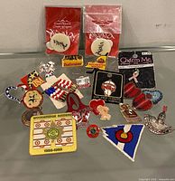 Front view showing full assortment of pins and patch