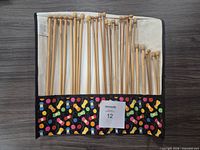 Open roll displaying assortment of bamboo needles