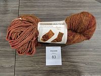 Front view of skein with pattern band showing mitts and socks images