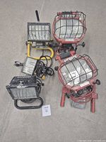 All five halogen work lights grouped on floor