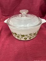 Casserole with lid showing floral pattern