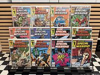 All 12 bagged G.I. Joe Special Missions comics displayed on rack