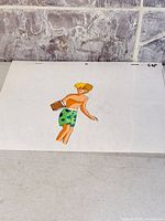 Painted cel showing Ivy full figure on registration sheet
