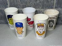 Front view of all five cups