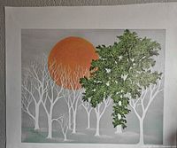 Front view of painting showing full composition