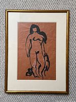 Framed painting full view showing figure, mat, and frame