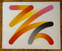 Full view of lithograph showing abstract design and sheet edges