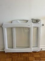 Front view of safety gate standing upright