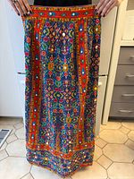 Front view of full maxi skirt showing pattern and length