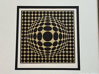 Full view of framed Victor Vasarely Golden Vega print