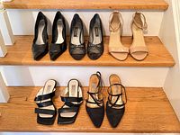 All five pairs on steps showing overall styles and condition