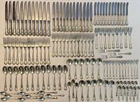 Full layout of all 132 pieces including knives, forks and spoons