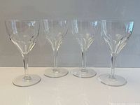 Front view of four crystal goblets