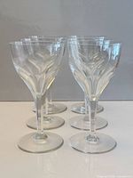Six crystal goblets grouped front view