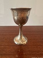 Full view of Birks sterling silver goblet showing overall form and tarnish