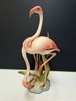 Front view of porcelain flamingo figurine