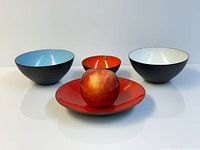 Four bowls front view showing colours and sizes