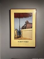 Full view of framed Robert Farber print showing red frame, cream mat, entire image and title text