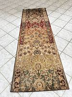 Full view of the entire runner rug laid flat showing overall pattern and dimensions