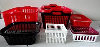 Front view of six assorted baskets