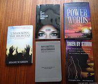 Five items laid out showing full covers