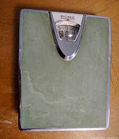 Top view of Borg scale showing green surface and dial
