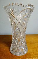 Full view of cut crystal vase front profile
