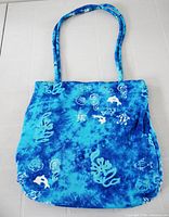 Front view of turquoise batik shoulder bag