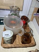 Overview of all items arranged in wicker basket