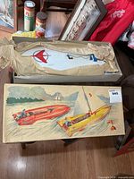 Boat in original illustrated box with packing paper