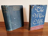 Both vintage books standing upright