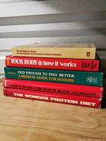 Stack of all five books showing spines and titles